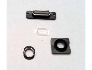 Gehäuseteile-Set für iPhone 5S weiss silber (Kameralinse Blitz Rahmen Docking Port Halterung und Haltering Kopfhörerbuchse)